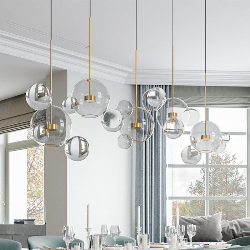 Clear Bubble Lamp Globe Glass Hanging Lamp for Dining Room Coffee Shop Restaurant Clearhalo 'Ceiling Lights' 'Glass shade' 'Glass' 'Modern Pendants' 'Modern' 'Pendant Lights' 'Pendants' Lighting' 2554924