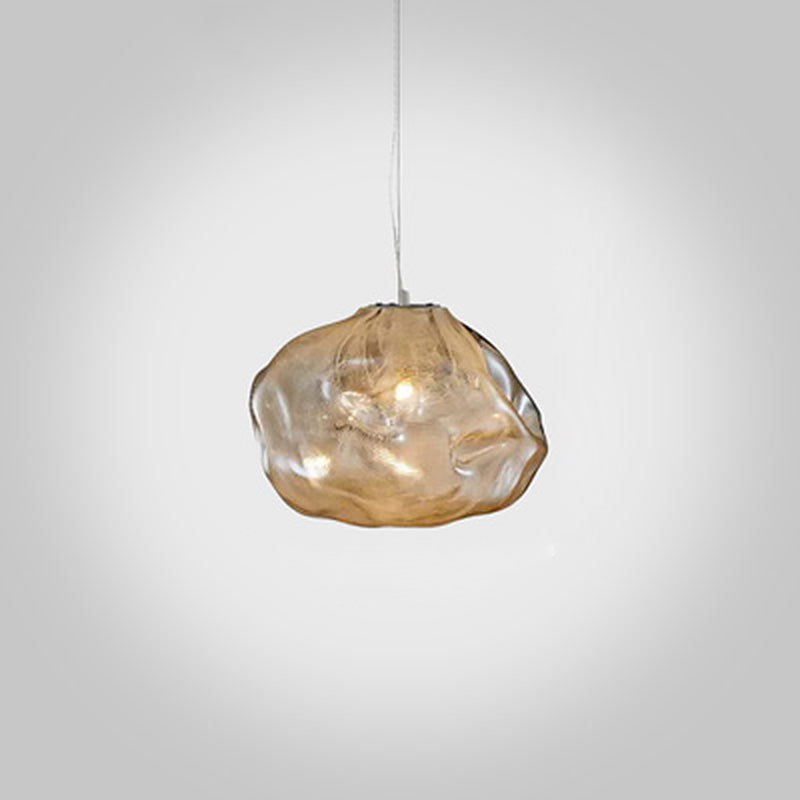Post Modern Cloud Suspension Lighting Adjustable Cord Hanging Pendant Light Amber 8" Clearhalo 'Ceiling Lights' 'Glass shade' 'Glass' 'Modern Pendants' 'Modern' 'Pendant Lights' 'Pendants' Lighting' 2554943