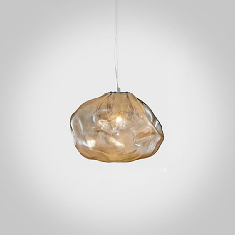 Post Modern Cloud Suspension Lighting Adjustable Cord Hanging Pendant Light Amber 12" Clearhalo 'Ceiling Lights' 'Glass shade' 'Glass' 'Modern Pendants' 'Modern' 'Pendant Lights' 'Pendants' Lighting' 2554945