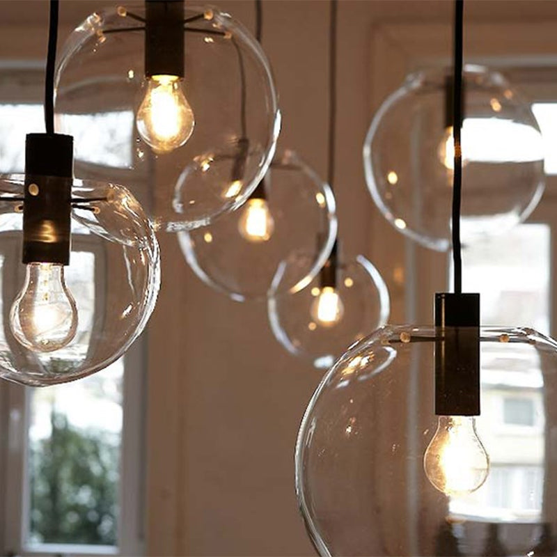 Kitchen Glass Globe Pendant Light for Dining Room Bedroom in Modern Industrial Style Clearhalo 'Ceiling Lights' 'Close To Ceiling Lights' 'Glass shade' 'Glass' 'Modern Pendants' 'Modern' 'Pendant Lights' 'Pendants' Lighting' 2554956