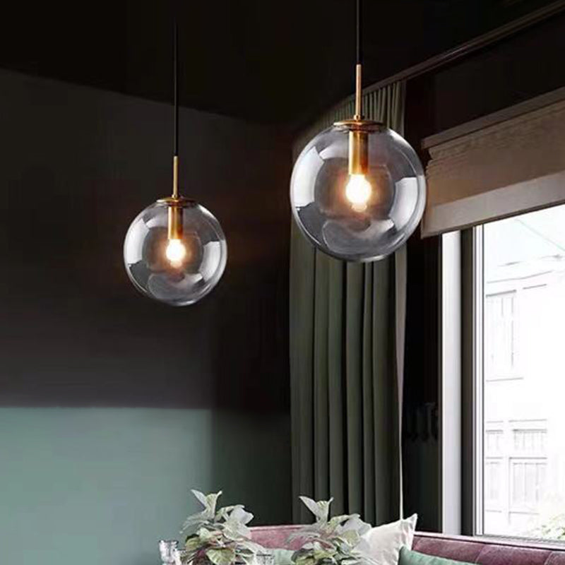 Kitchen Glass Globe Pendant Light for Dining Room Bedroom in Modern Industrial Style Clearhalo 'Ceiling Lights' 'Close To Ceiling Lights' 'Glass shade' 'Glass' 'Modern Pendants' 'Modern' 'Pendant Lights' 'Pendants' Lighting' 2554957