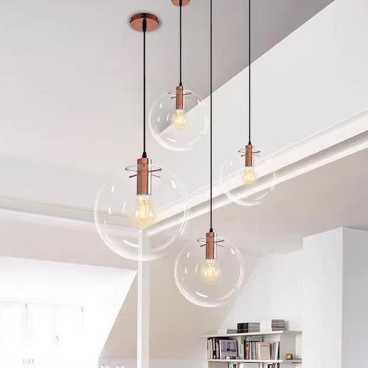 Kitchen Glass Globe Pendant Light for Dining Room Bedroom in Modern Industrial Style Clearhalo 'Ceiling Lights' 'Close To Ceiling Lights' 'Glass shade' 'Glass' 'Modern Pendants' 'Modern' 'Pendant Lights' 'Pendants' Lighting' 2554958