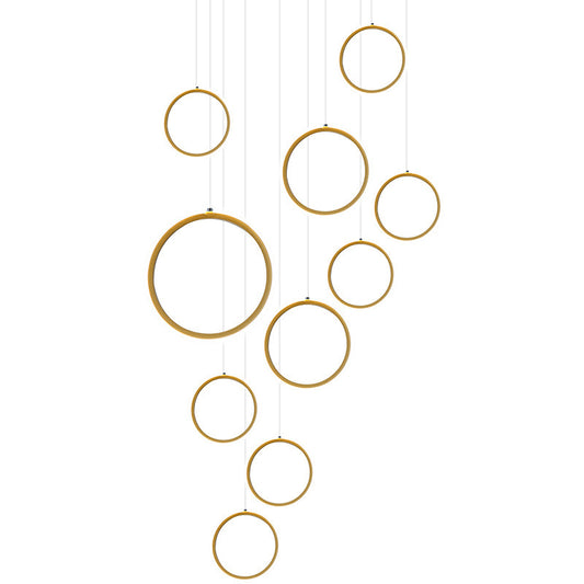 Staircase Large Ceiling Hanging Light Modern Minimalist Nordic Metal Ring in Brass Finish 10 Gold Clearhalo 'Ceiling Lights' 'Modern Pendants' 'Modern' 'Pendant Lights' 'Pendants' Lighting' 2554988