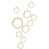 Staircase Large Ceiling Hanging Light Modern Minimalist Nordic Metal Ring in Brass Finish 10 Gold Clearhalo 'Ceiling Lights' 'Modern Pendants' 'Modern' 'Pendant Lights' 'Pendants' Lighting' 2554988