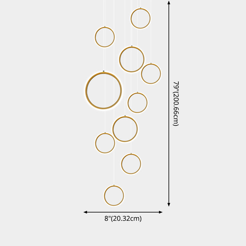 Staircase Large Ceiling Hanging Light Modern Minimalist Nordic Metal Ring in Brass Finish Clearhalo 'Ceiling Lights' 'Modern Pendants' 'Modern' 'Pendant Lights' 'Pendants' Lighting' 2554990