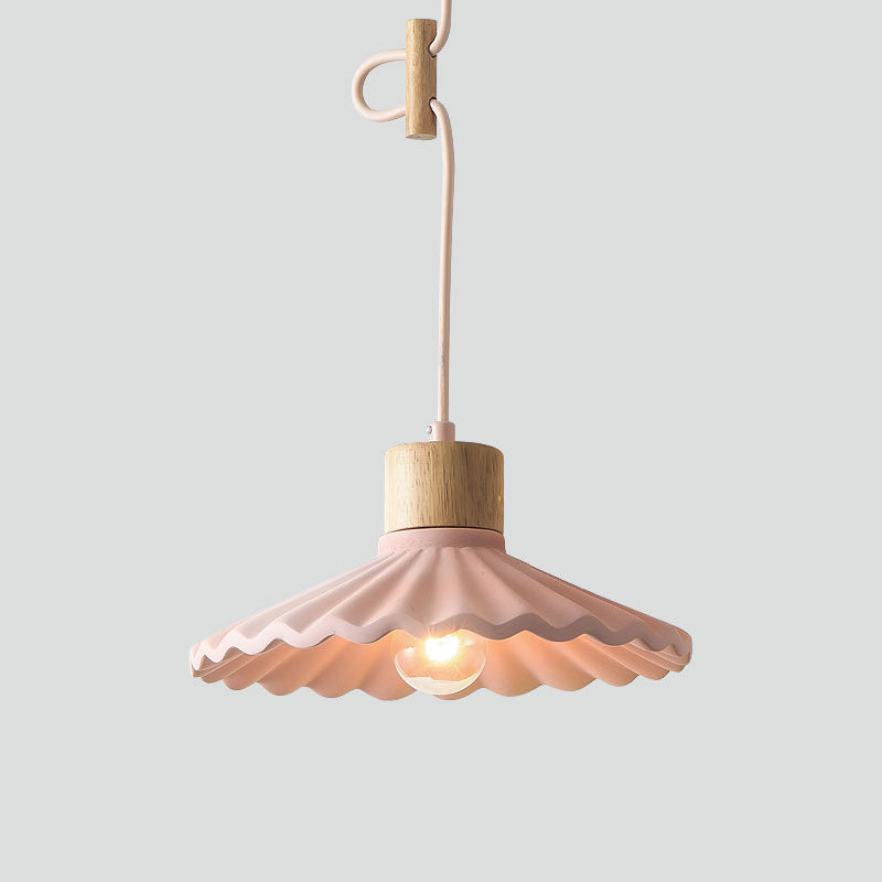 Modern Mini Colorful Pendant Light Lovely Cement Saucer Shade Single Pendant Light for Bedroom Pink Clearhalo 'Ceiling Lights' 'Modern Pendants' 'Modern' 'Pendant Lights' 'Pendants' Lighting' 2554994