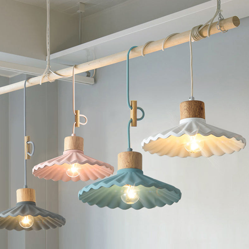 Modern Mini Colorful Pendant Light Lovely Cement Saucer Shade Single Pendant Light for Bedroom Clearhalo 'Ceiling Lights' 'Modern Pendants' 'Modern' 'Pendant Lights' 'Pendants' Lighting' 2554995