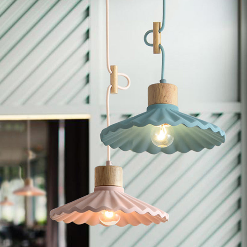 Modern Mini Colorful Pendant Light Lovely Cement Saucer Shade Single Pendant Light for Bedroom Clearhalo 'Ceiling Lights' 'Modern Pendants' 'Modern' 'Pendant Lights' 'Pendants' Lighting' 2555000