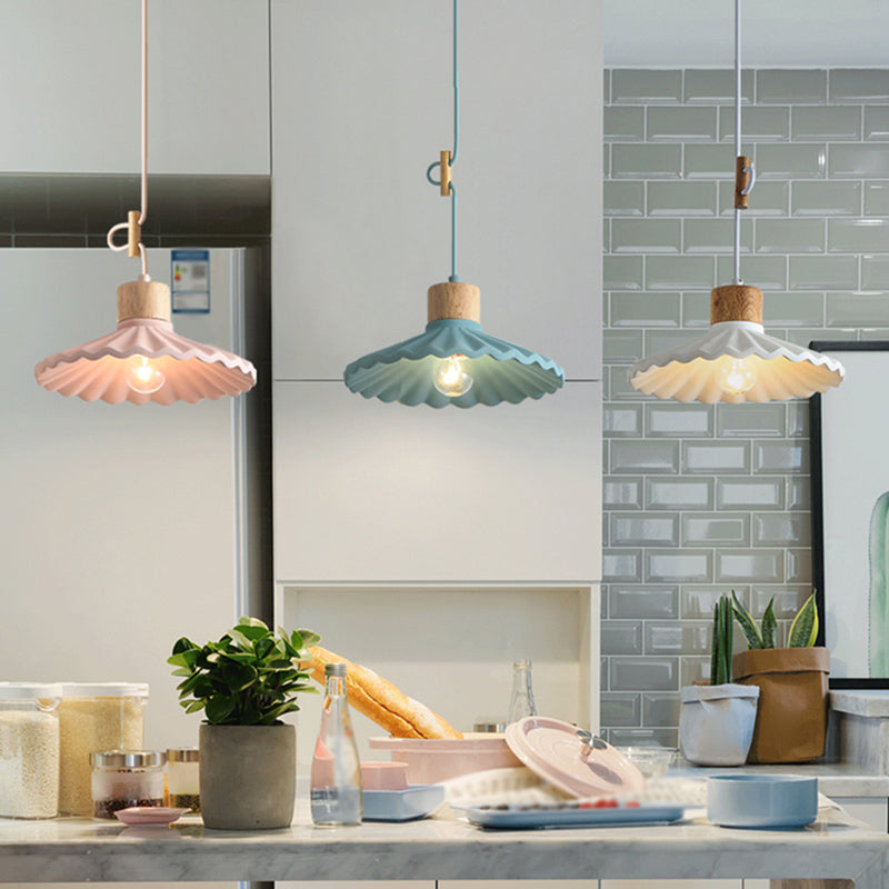 Modern Mini Colorful Pendant Light Lovely Cement Saucer Shade Single Pendant Light for Bedroom Clearhalo 'Ceiling Lights' 'Modern Pendants' 'Modern' 'Pendant Lights' 'Pendants' Lighting' 2555001
