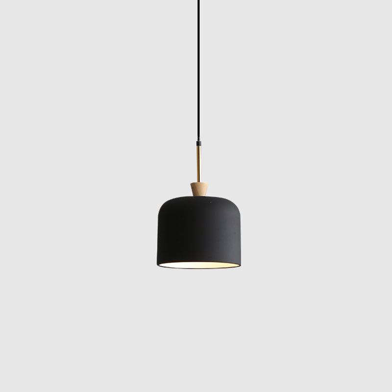 Industrial Single Hanging Pendant Light Macaron Metal Hanging Lamp with Colorful Resin Shade Black 8" Clearhalo 'Ceiling Lights' 'Modern Pendants' 'Modern' 'Pendant Lights' 'Pendants' Lighting' 2555016