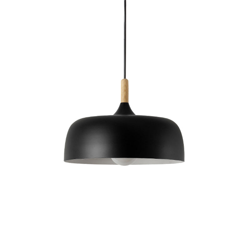 Macaron Color Modern LED Ceiling Light LED Hanging Pendant Light with Wood Lamp Socket Black 12" Clearhalo 'Ceiling Lights' 'Modern Pendants' 'Modern' 'Pendant Lights' 'Pendants' Lighting' 2555028
