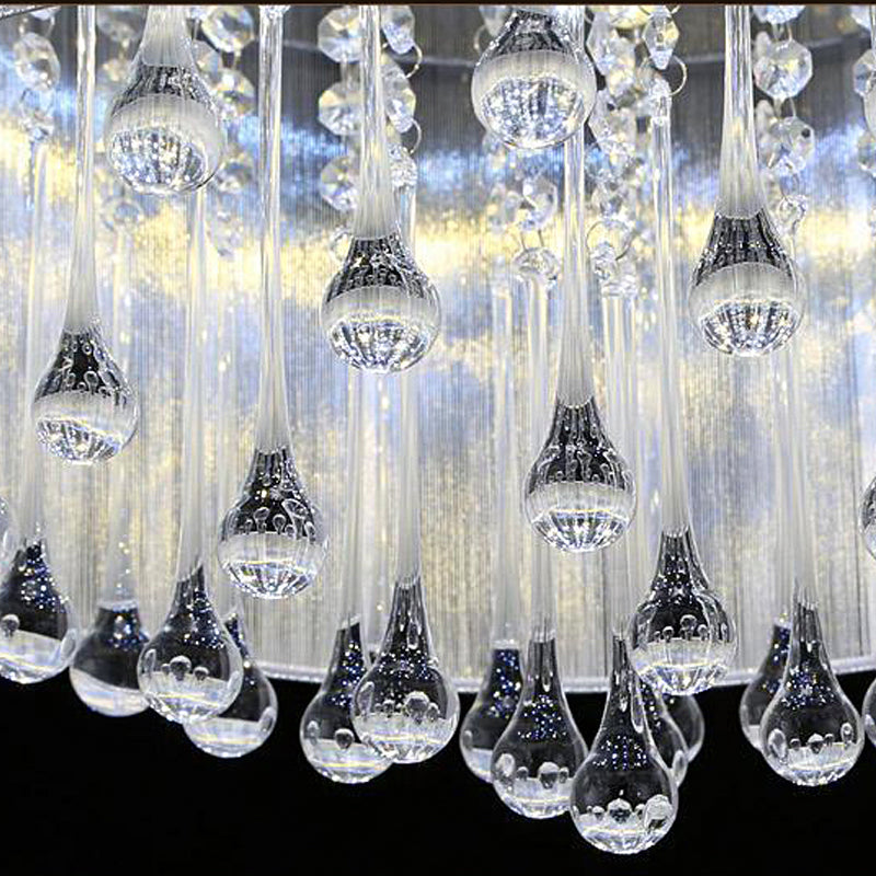 Silver Flush Mount Drum Light Contemporary 6-Light Crystal Bedroom Flush Mount Fixture Clearhalo 'Ceiling Lights' 'Close To Ceiling Lights' 'Close to ceiling' 'Flush mount' Lighting' 255509