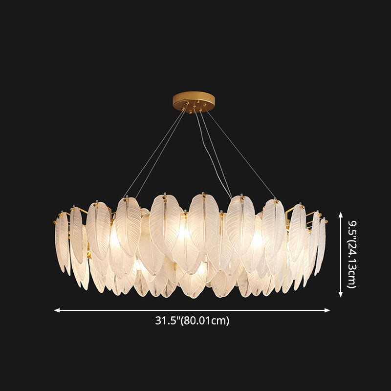 Circular Crystal Feather Chandelier Lamp Modern Crystal Hanging Chandelier Light with Clear Glass Feather Lamp Shade Clearhalo 'Ceiling Lights' 'Chandeliers' 'Clear' 'Industrial' 'Modern Chandeliers' 'Modern' 'Tiffany' 'Traditional Chandeliers' Lighting' 2555091