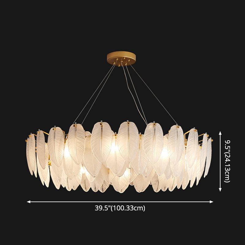Circular Crystal Feather Chandelier Lamp Modern Crystal Hanging Chandelier Light with Clear Glass Feather Lamp Shade Clearhalo 'Ceiling Lights' 'Chandeliers' 'Clear' 'Industrial' 'Modern Chandeliers' 'Modern' 'Tiffany' 'Traditional Chandeliers' Lighting' 2555092