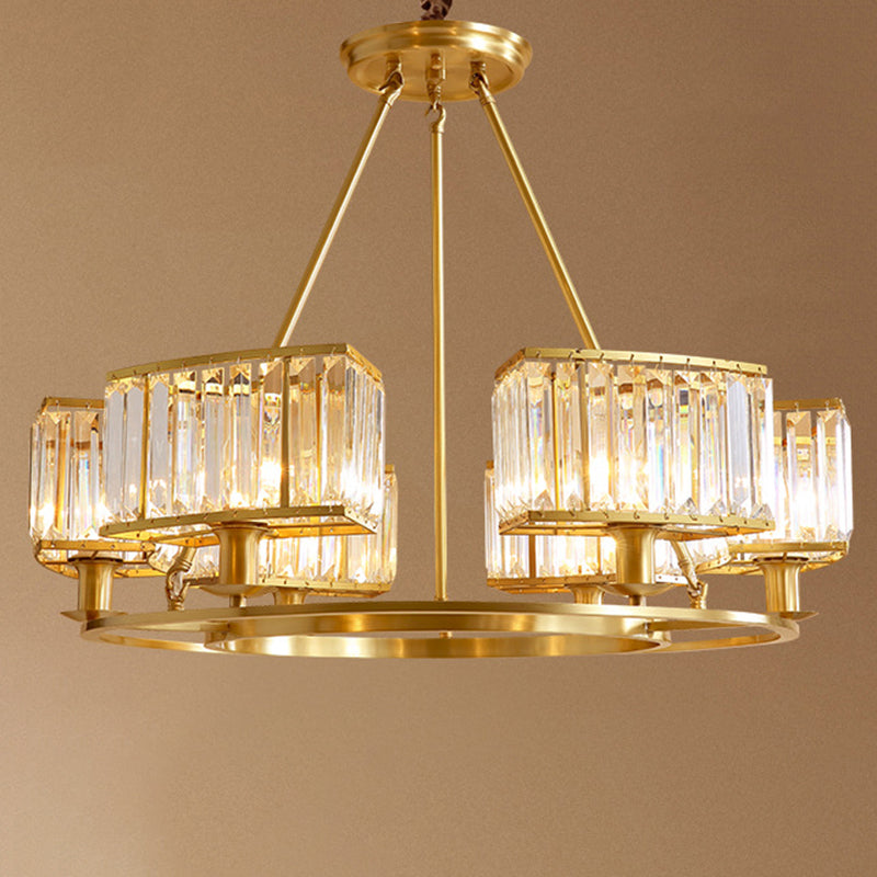 Polished Brass Round Chandelier Lighting Fixtures with 15" Adjustable Cord Modern Clear Crystal Pendant 6 Gold Clearhalo 'Ceiling Lights' 'Chandeliers' 'Modern Chandeliers' 'Modern' Lighting' 2555110