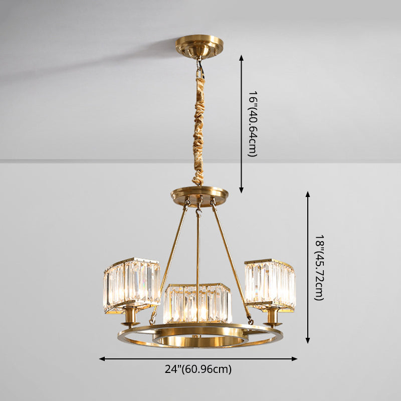 Polished Brass Round Chandelier Lighting Fixtures with 15" Adjustable Cord Modern Clear Crystal Pendant Clearhalo 'Ceiling Lights' 'Chandeliers' 'Modern Chandeliers' 'Modern' Lighting' 2555120