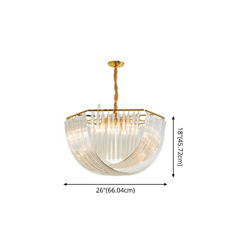 Transparent Glass Tiered Tassel Chandelier Modern Crystal Style Living Room Hanging Pendant Lights with Golden Light Holder Clearhalo 'Ceiling Lights' 'Chandeliers' 'Modern Chandeliers' 'Modern' Lighting' 2555129