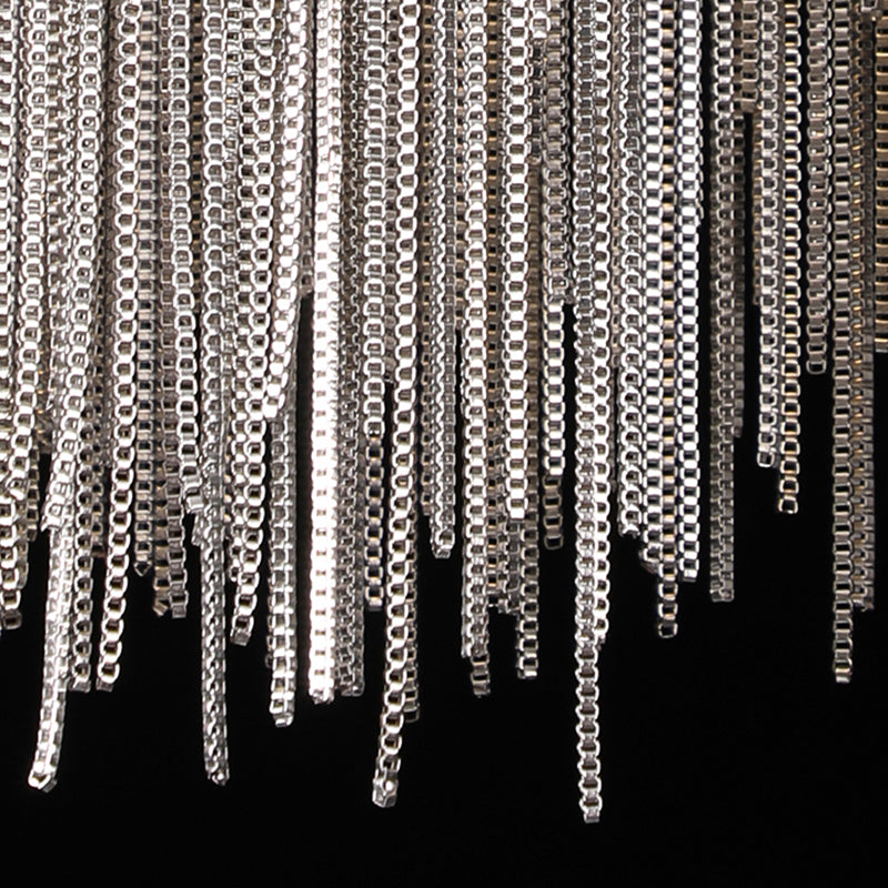 Circular Metal Tassel Chain Chandelier Lamp Postmodern Style Living Room Pendant Lighting Fixture with 3-Colored SMD LED Clearhalo 'Ceiling Lights' 'Chandeliers' 'Modern Chandeliers' 'Modern' Lighting' 2555139