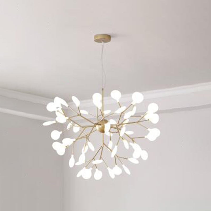 Modern Firefly Style Chandelier Light Frosted Acrylic Lampshade Living Room Ceiling Hang Lamp 54 Gold Clearhalo 'Ceiling Lights' 'Chandeliers' 'Modern Chandeliers' 'Modern' Lighting' 2555147