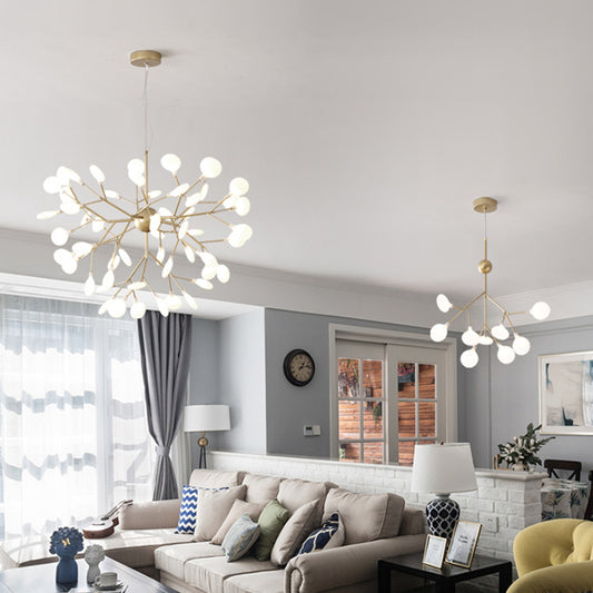 Modern Firefly Style Chandelier Light Frosted Acrylic Lampshade Living Room Ceiling Hang Lamp Clearhalo 'Ceiling Lights' 'Chandeliers' 'Modern Chandeliers' 'Modern' Lighting' 2555148