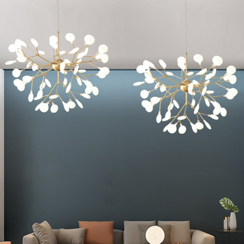 Modern Firefly Style Chandelier Light Frosted Acrylic Lampshade Living Room Ceiling Hang Lamp Clearhalo 'Ceiling Lights' 'Chandeliers' 'Modern Chandeliers' 'Modern' Lighting' 2555149