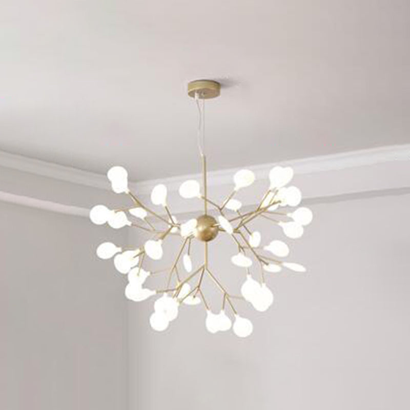 Modern Firefly Style Chandelier Light Frosted Acrylic Lampshade Living Room Ceiling Hang Lamp 45 Gold Clearhalo 'Ceiling Lights' 'Chandeliers' 'Modern Chandeliers' 'Modern' Lighting' 2555152