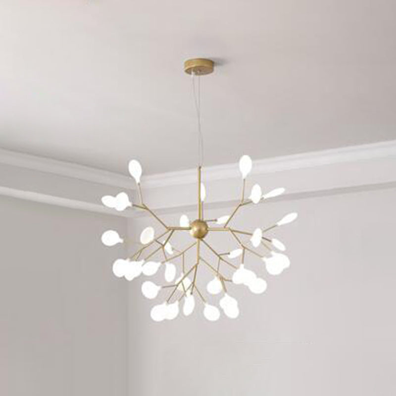 Modern Firefly Style Chandelier Light Frosted Acrylic Lampshade Living Room Ceiling Hang Lamp 36 Gold Clearhalo 'Ceiling Lights' 'Chandeliers' 'Modern Chandeliers' 'Modern' Lighting' 2555157