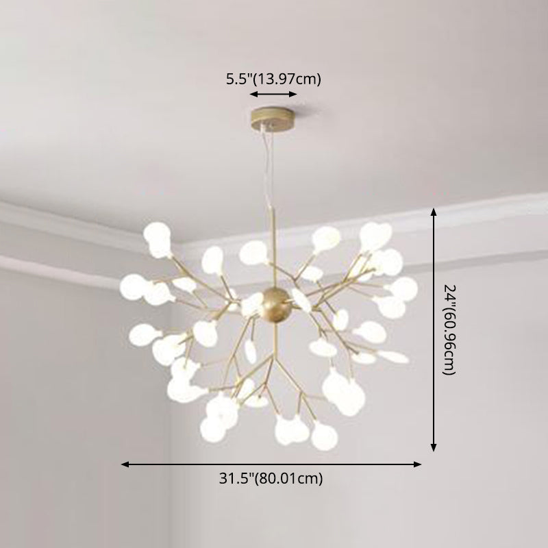 Modern Firefly Style Chandelier Light Frosted Acrylic Lampshade Living Room Ceiling Hang Lamp Clearhalo 'Ceiling Lights' 'Chandeliers' 'Modern Chandeliers' 'Modern' Lighting' 2555158