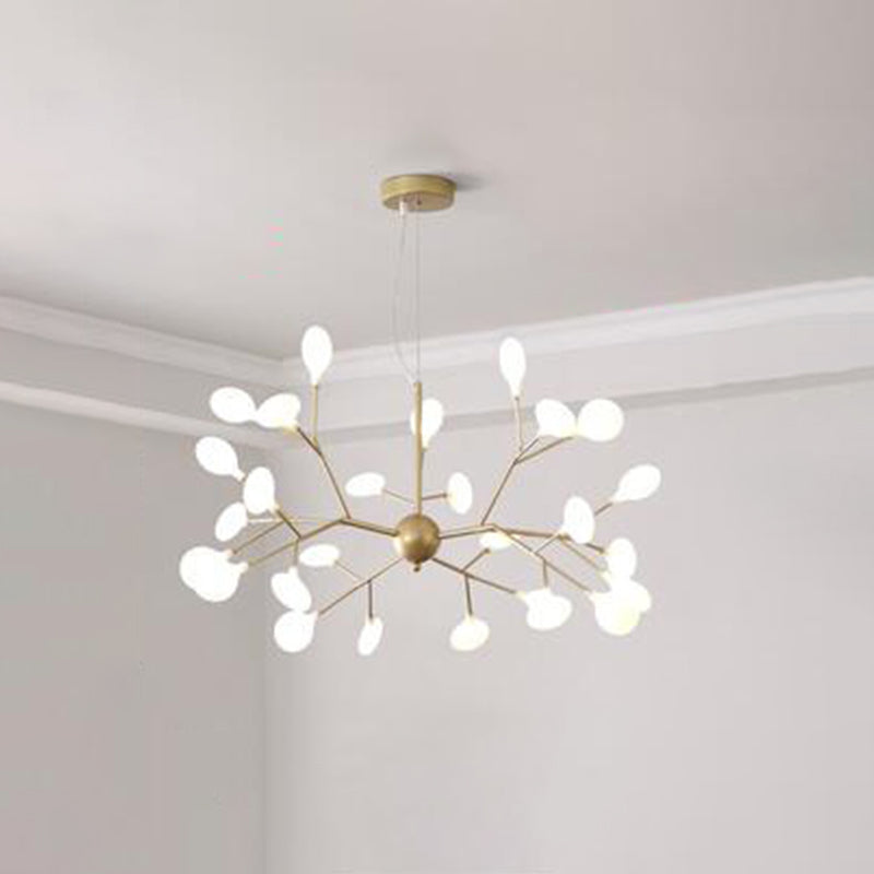 Modern Firefly Style Chandelier Light Frosted Acrylic Lampshade Living Room Ceiling Hang Lamp 27 Gold Clearhalo 'Ceiling Lights' 'Chandeliers' 'Modern Chandeliers' 'Modern' Lighting' 2555159