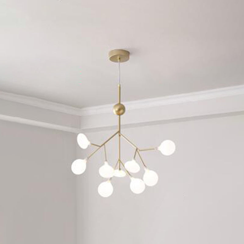 Modern Firefly Style Chandelier Light Frosted Acrylic Lampshade Living Room Ceiling Hang Lamp 9 Gold Clearhalo 'Ceiling Lights' 'Chandeliers' 'Modern Chandeliers' 'Modern' Lighting' 2555162