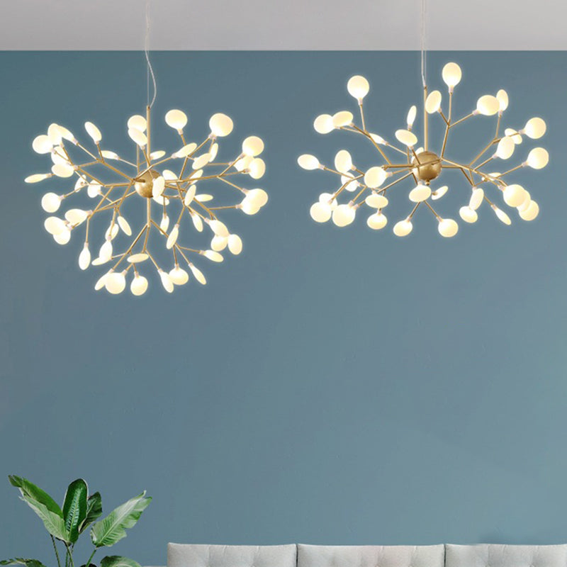 Firefly Chandelier Pendant Light Modern Style Acrylic Living Room LED Hanging Light in Gold Clearhalo 'Ceiling Lights' 'Chandeliers' 'Modern Chandeliers' 'Modern' Lighting' 2555169