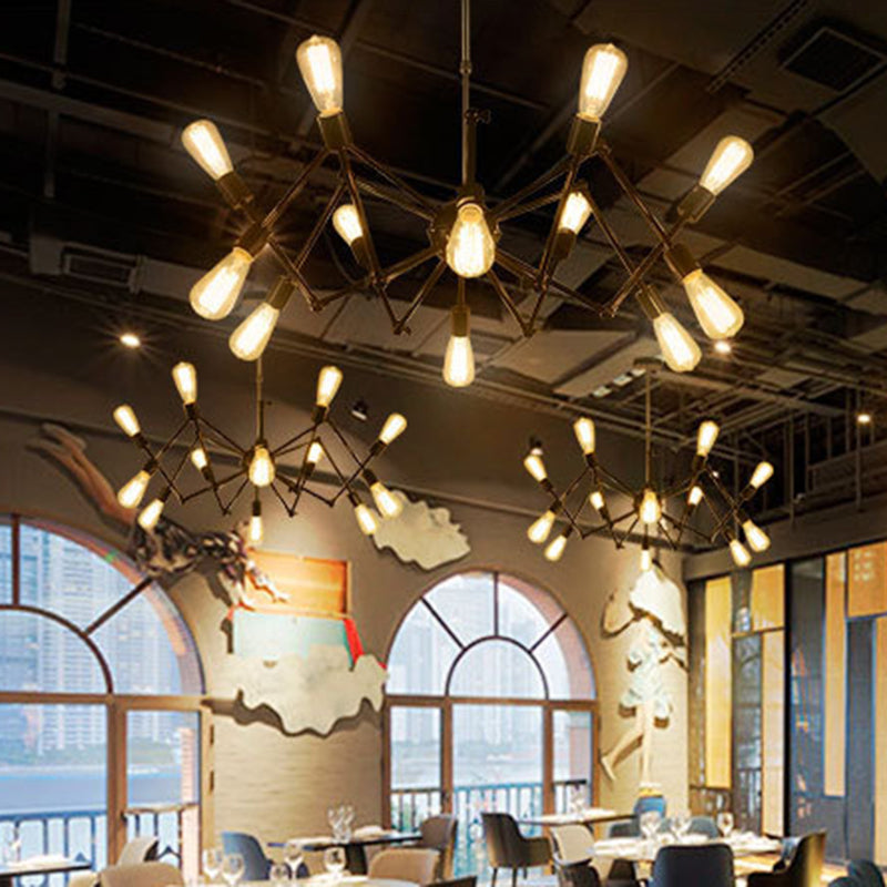 Retro Industrial Style Chandelier Light Sputnik Wrought Iron Multi Light Pendant for Bar Coffee Shop Clearhalo 'Cast Iron' 'Ceiling Lights' 'Chandeliers' 'Industrial Chandeliers' 'Industrial' 'Metal' 'Middle Century Chandeliers' 'Rustic Chandeliers' 'Tiffany' Lighting' 2555174