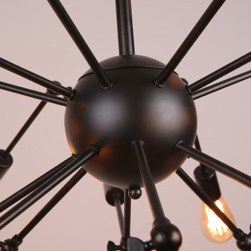 Retro Industrial Style Chandelier Light Sputnik Wrought Iron Multi Light Pendant for Bar Coffee Shop Clearhalo 'Cast Iron' 'Ceiling Lights' 'Chandeliers' 'Industrial Chandeliers' 'Industrial' 'Metal' 'Middle Century Chandeliers' 'Rustic Chandeliers' 'Tiffany' Lighting' 2555177