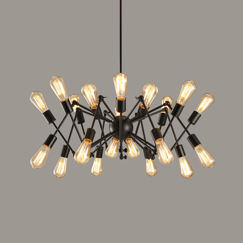 Retro Industrial Style Chandelier Light Sputnik Wrought Iron Multi Light Pendant for Bar Coffee Shop 20 Black Clearhalo 'Cast Iron' 'Ceiling Lights' 'Chandeliers' 'Industrial Chandeliers' 'Industrial' 'Metal' 'Middle Century Chandeliers' 'Rustic Chandeliers' 'Tiffany' Lighting' 2555182
