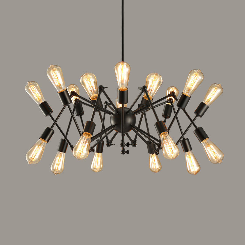 Retro Industrial Style Chandelier Light Sputnik Wrought Iron Multi Light Pendant for Bar Coffee Shop 18 Black Clearhalo 'Cast Iron' 'Ceiling Lights' 'Chandeliers' 'Industrial Chandeliers' 'Industrial' 'Metal' 'Middle Century Chandeliers' 'Rustic Chandeliers' 'Tiffany' Lighting' 2555183