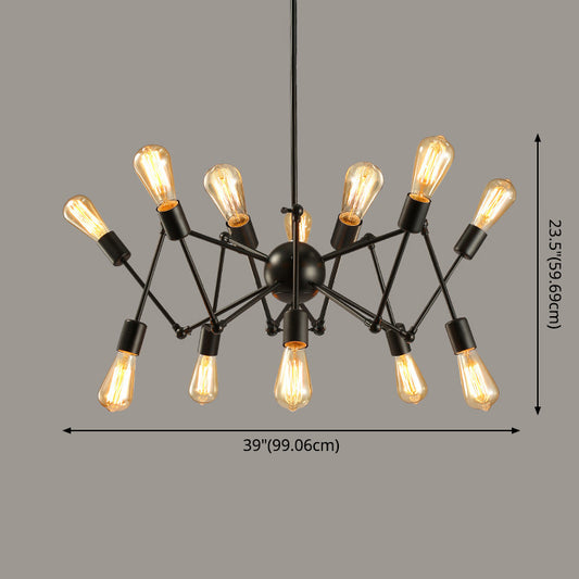 Retro Industrial Style Chandelier Light Sputnik Wrought Iron Multi Light Pendant for Bar Coffee Shop Clearhalo 'Cast Iron' 'Ceiling Lights' 'Chandeliers' 'Industrial Chandeliers' 'Industrial' 'Metal' 'Middle Century Chandeliers' 'Rustic Chandeliers' 'Tiffany' Lighting' 2555194