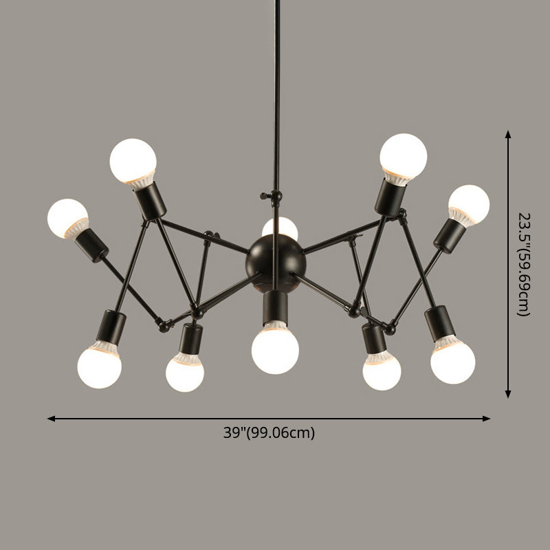 Retro Industrial Style Chandelier Light Sputnik Wrought Iron Multi Light Pendant for Bar Coffee Shop Clearhalo 'Cast Iron' 'Ceiling Lights' 'Chandeliers' 'Industrial Chandeliers' 'Industrial' 'Metal' 'Middle Century Chandeliers' 'Rustic Chandeliers' 'Tiffany' Lighting' 2555195