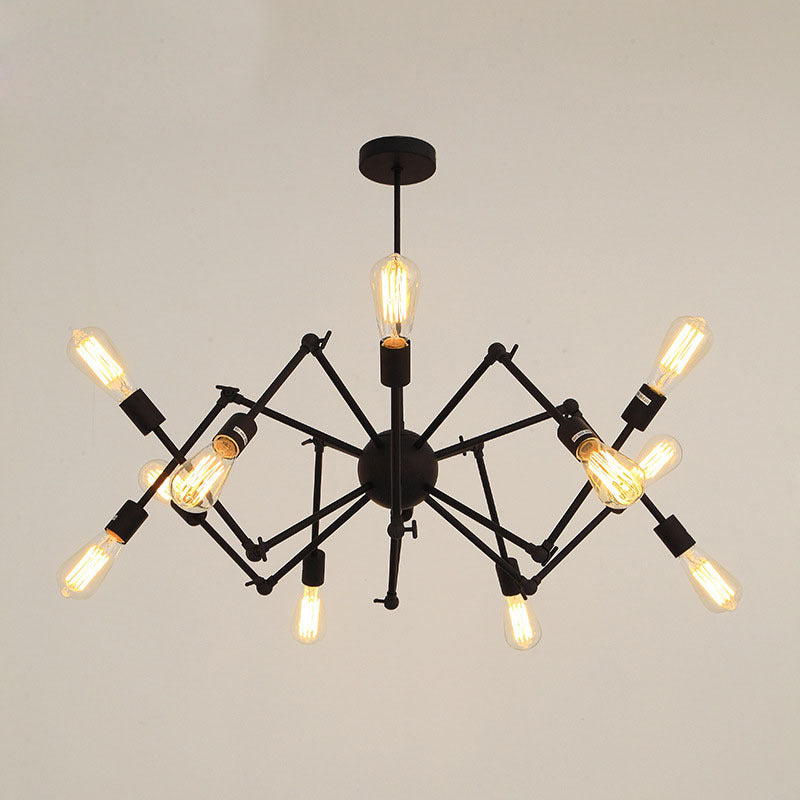 Spider-shaped Wrought Iron Chandelier Light Retro Industrial Style Coffee Shop Workshop Hanging Pendant Light Clearhalo 'Cast Iron' 'Ceiling Lights' 'Chandeliers' 'Industrial Chandeliers' 'Industrial' 'Metal' 'Middle Century Chandeliers' 'Rustic Chandeliers' 'Tiffany' Lighting' 2555196