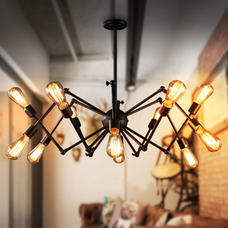 Spider-shaped Wrought Iron Chandelier Light Retro Industrial Style Coffee Shop Workshop Hanging Pendant Light Clearhalo 'Cast Iron' 'Ceiling Lights' 'Chandeliers' 'Industrial Chandeliers' 'Industrial' 'Metal' 'Middle Century Chandeliers' 'Rustic Chandeliers' 'Tiffany' Lighting' 2555201