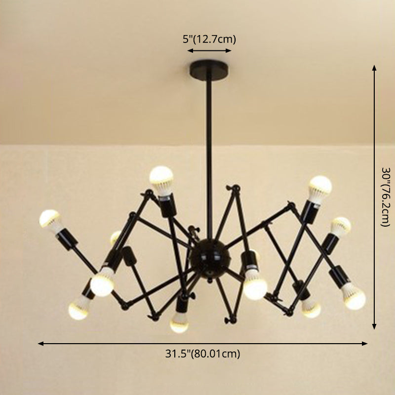 Spider-shaped Wrought Iron Chandelier Light Retro Industrial Style Coffee Shop Workshop Hanging Pendant Light Clearhalo 'Cast Iron' 'Ceiling Lights' 'Chandeliers' 'Industrial Chandeliers' 'Industrial' 'Metal' 'Middle Century Chandeliers' 'Rustic Chandeliers' 'Tiffany' Lighting' 2555203