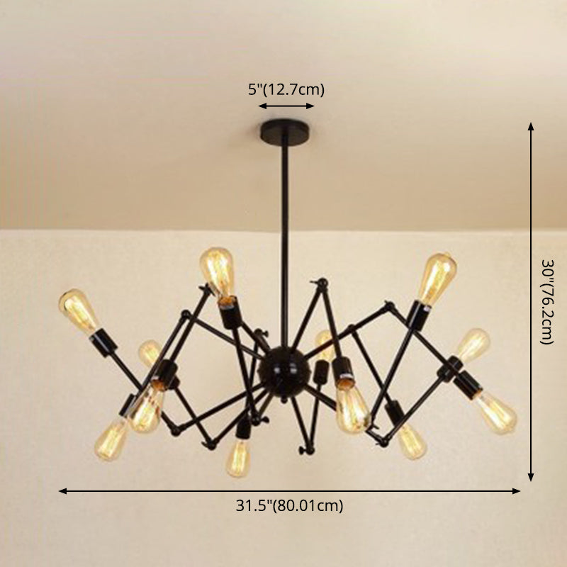 Spider-shaped Wrought Iron Chandelier Light Retro Industrial Style Coffee Shop Workshop Hanging Pendant Light Clearhalo 'Cast Iron' 'Ceiling Lights' 'Chandeliers' 'Industrial Chandeliers' 'Industrial' 'Metal' 'Middle Century Chandeliers' 'Rustic Chandeliers' 'Tiffany' Lighting' 2555205