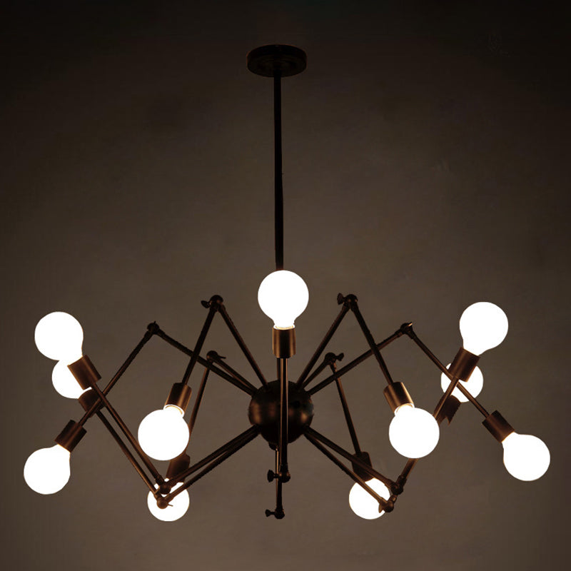 Black Retro Industrial Style Chandelier Light Wrought Iron Living Room Multi Light Pendant Light Clearhalo 'Cast Iron' 'Ceiling Lights' 'Chandeliers' 'Industrial Chandeliers' 'Industrial' 'Metal' 'Middle Century Chandeliers' 'Rustic Chandeliers' 'Tiffany' Lighting' 2555213