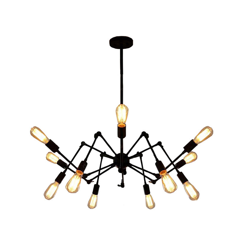 Black Retro Industrial Style Chandelier Light Wrought Iron Living Room Multi Light Pendant Light Clearhalo 'Cast Iron' 'Ceiling Lights' 'Chandeliers' 'Industrial Chandeliers' 'Industrial' 'Metal' 'Middle Century Chandeliers' 'Rustic Chandeliers' 'Tiffany' Lighting' 2555218