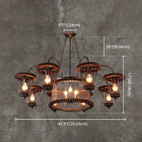 Wrought Iron Large Cage Chandelier Industrial Style Hanging Pendant Light Fixtures in Rust Finish Clearhalo 'Cast Iron' 'Ceiling Lights' 'Chandeliers' 'Industrial Chandeliers' 'Industrial' 'Metal' 'Middle Century Chandeliers' 'Rustic Chandeliers' 'Tiffany' Lighting' 2555296