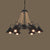 Vintage Industrial Style Large Chandelier with Rope and Cone Metal Shade Coffee Shop Hanging Pendant Light 6 Black Clearhalo 'Ceiling Lights' 'Chandeliers' 'Industrial Chandeliers' 'Industrial' 'Middle Century Chandeliers' 'Tiffany' Lighting' 2555304