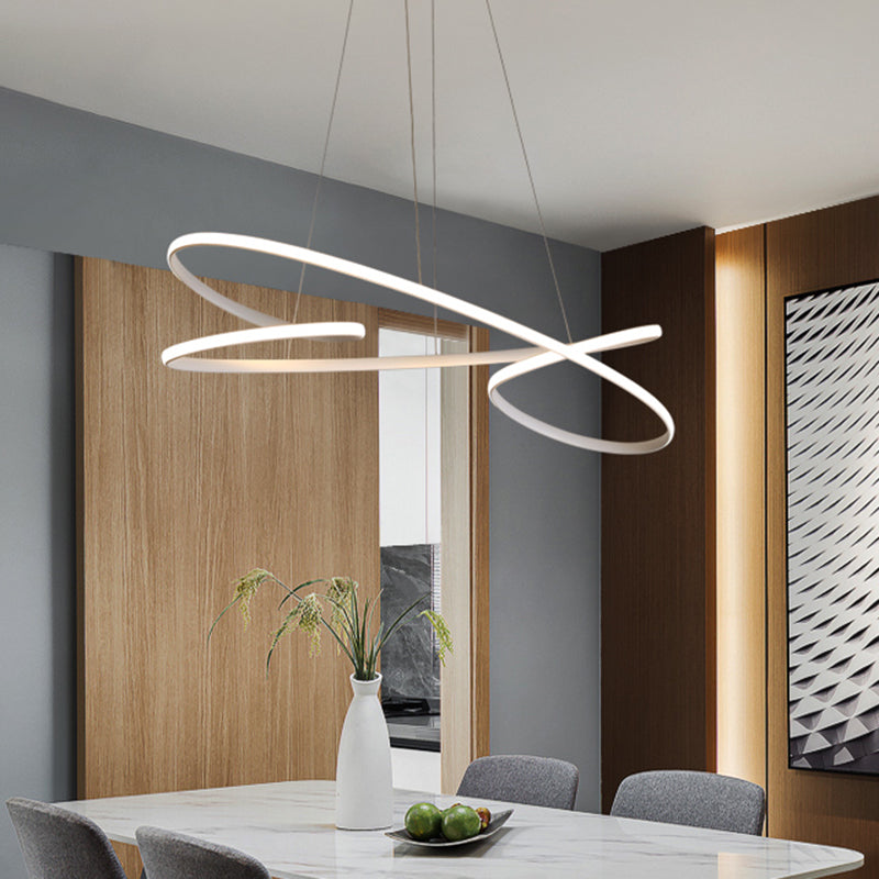 Simplicity Line LED Chandelier Light Aluminum Modern Style Bedroom Hanging Light Clearhalo 'Ceiling Lights' 'Chandeliers' 'Modern Chandeliers' 'Modern' Lighting' 2555334