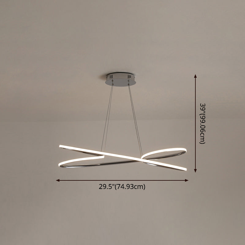 Simplicity Line LED Chandelier Light Aluminum Modern Style Bedroom Hanging Light Clearhalo 'Ceiling Lights' 'Chandeliers' 'Modern Chandeliers' 'Modern' Lighting' 2555340