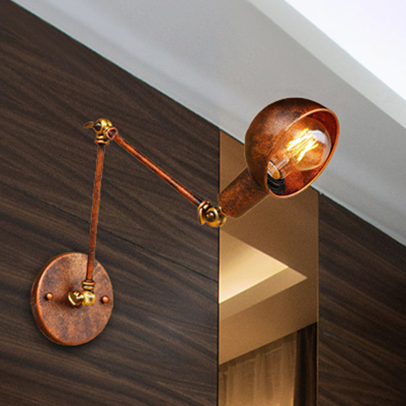 Rust Wall Light Wrought Iron Rust Wall Lighting with Dome Shade 1 Head Farmhouse Indoor ...