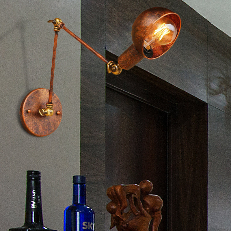 Rust Wall Light Wrought Iron Rust Wall Lighting with Dome Shade 1 Head Farmhouse Indoor ...