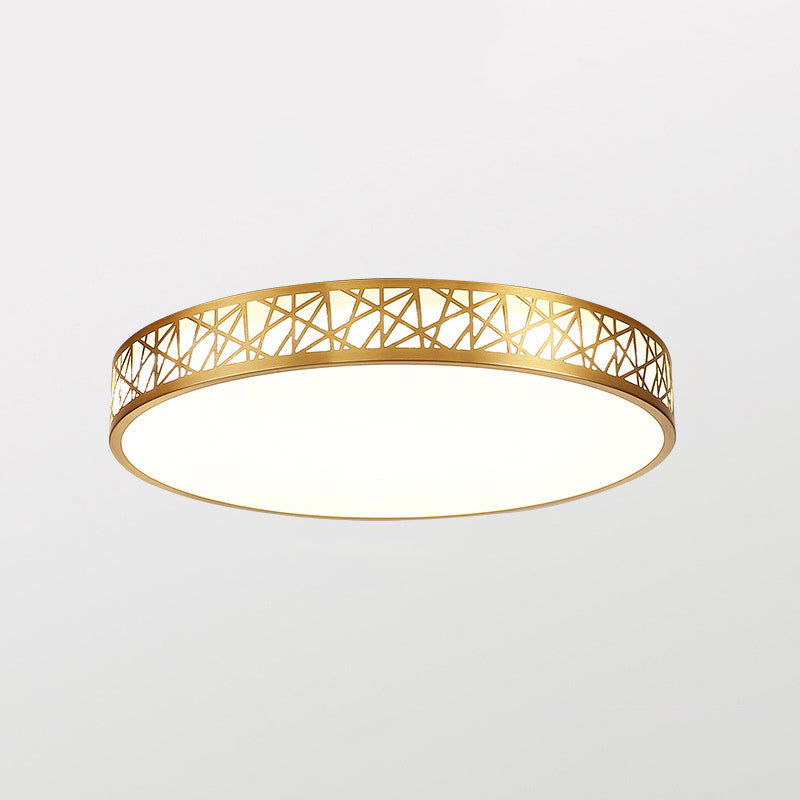 Brass Geometric Shaped Ceiling Light Minimalist Acrylic LED Flushmount with Nest Design Brass 16" Round Clearhalo 'Ceiling Lights' 'Close To Ceiling Lights' 'Close to ceiling' 'Flush mount' Lighting' 2556365